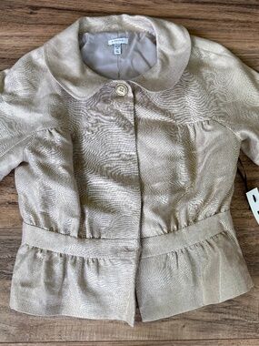 Semantiks 3/4 Sleeved Gold Shimmer Linen Jacket